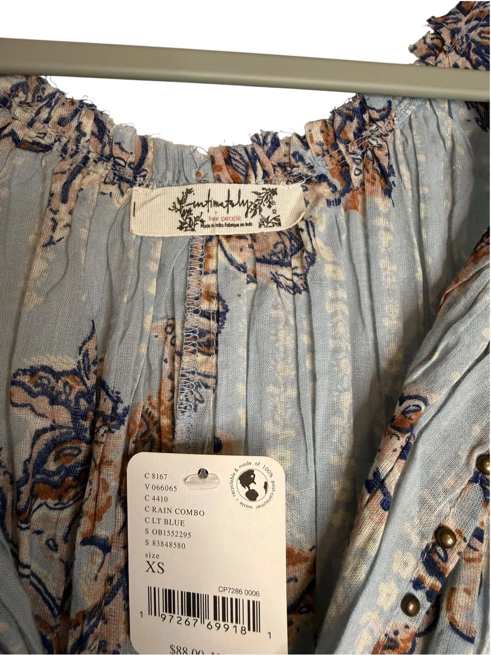 Free People Intimately Sundown Romper Light Blue Size XS NWT